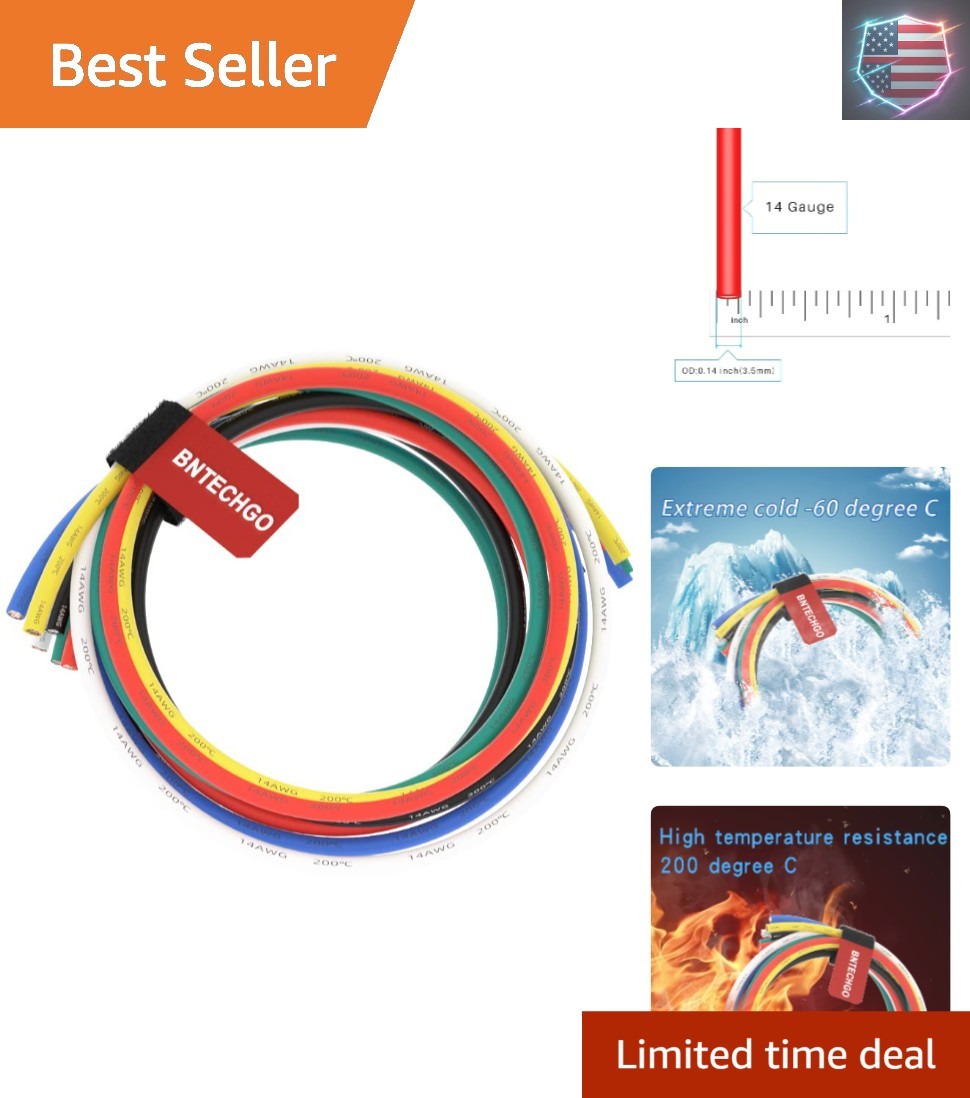 14 Gauge Silicone Wire Kit 6 Color Each 5 ft Flexible 14 AWG Stranded Tinned …