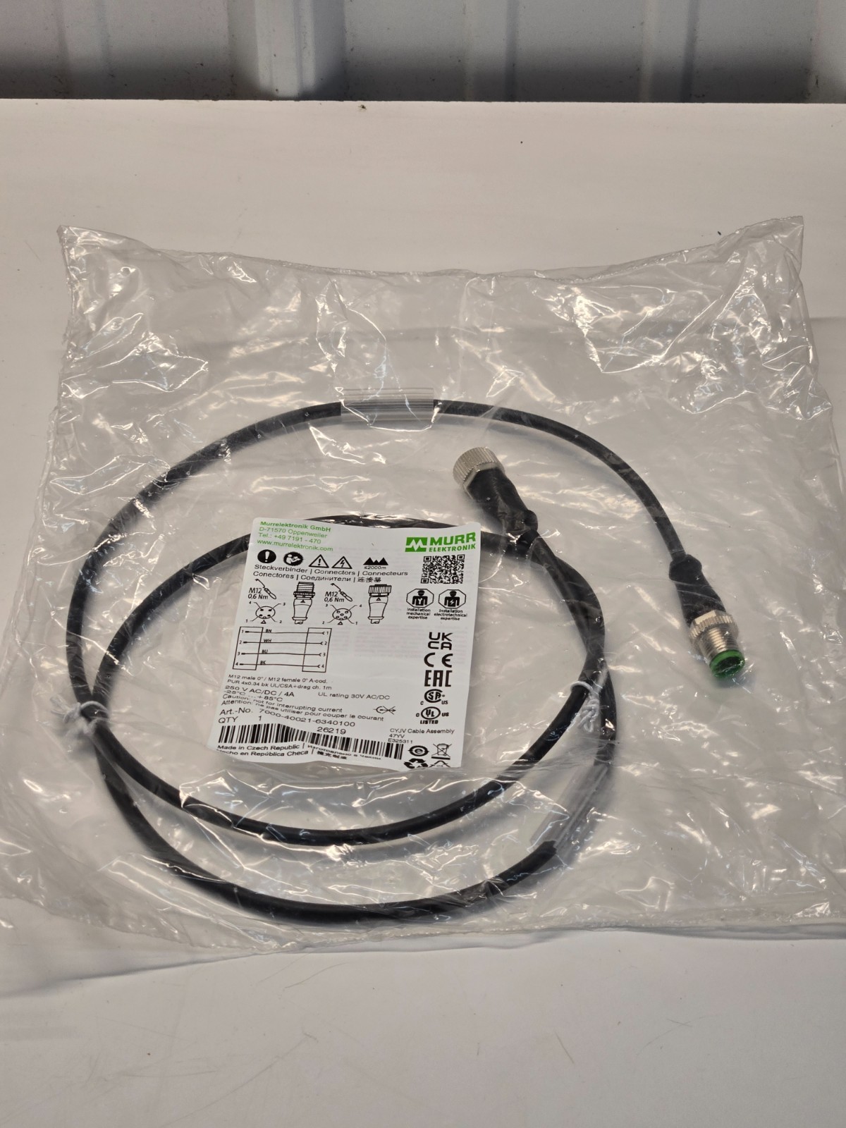 MURR ELEKTRONIK 7000-40021-6340100 DOUBLE-ENDED CORDSET BRAND NEW c2-1