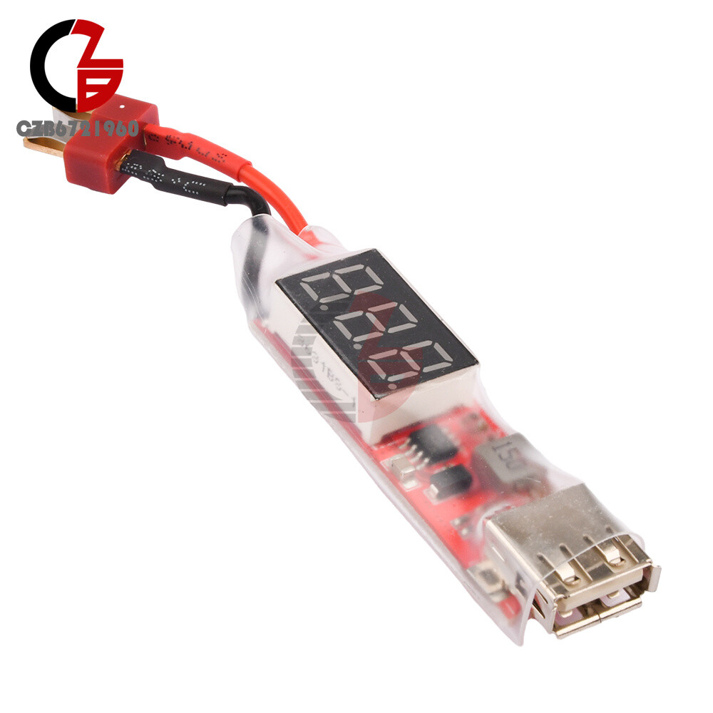 2-6S Battery XT60 / T Plug To USB Charger Converter Adapter with Voltage Display