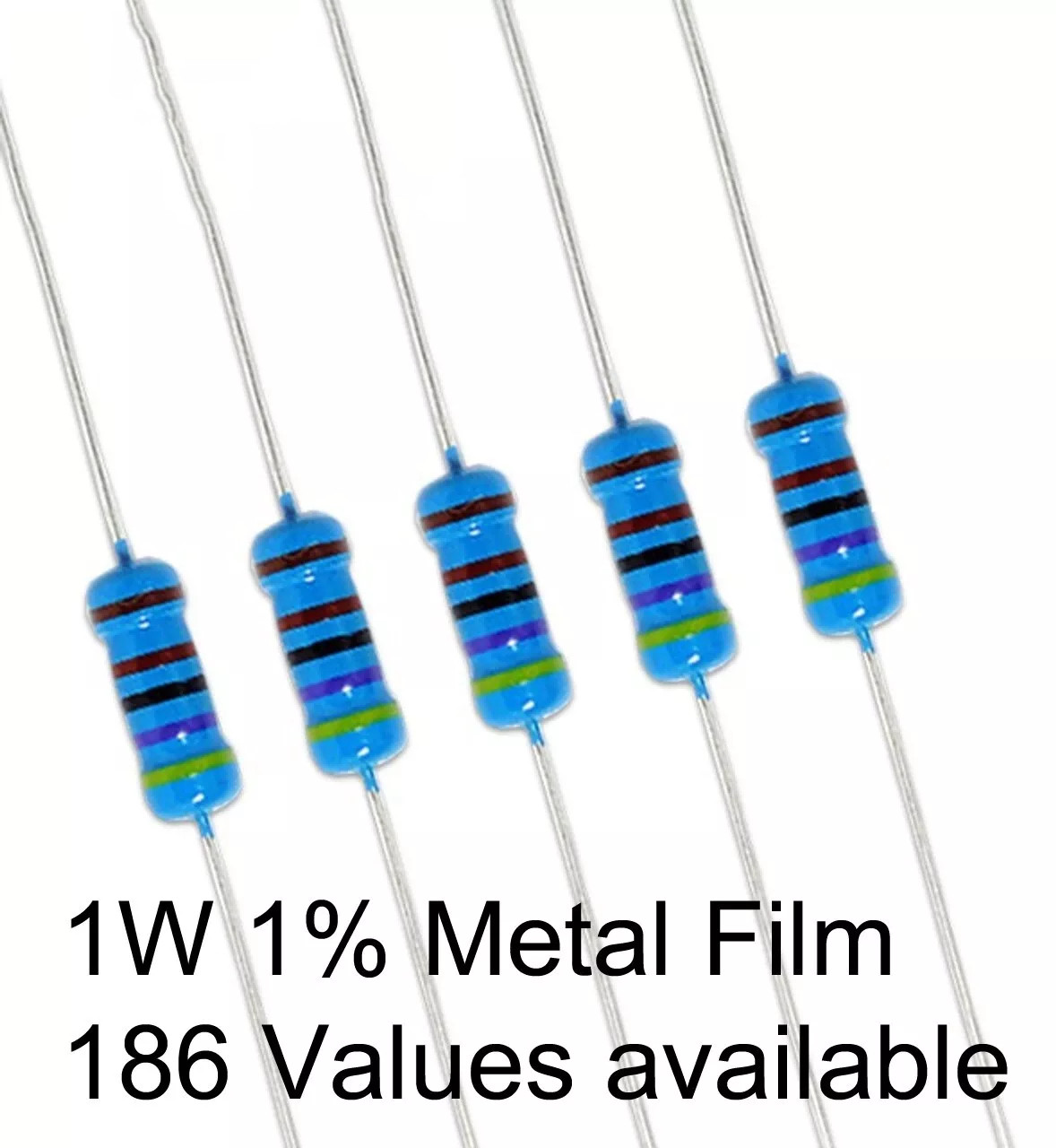 ‌1W Metal Film Resistors 1% 10PCS Assorted Kit (0.1Ω-2.2MΩ) E24 Bulk‌