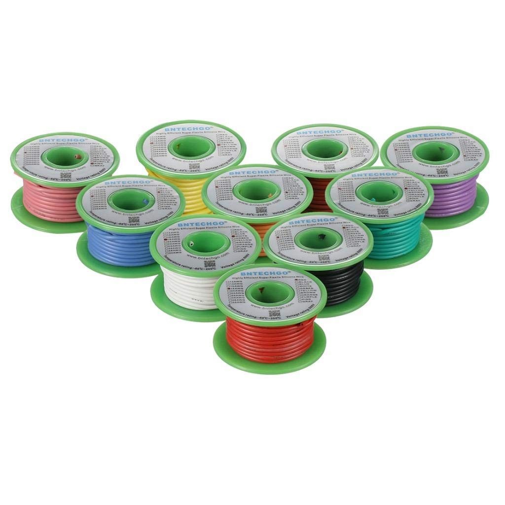 18 Gauge Silicone Wire Kit 10 Color Each 25 Ft Flexible 18 AWG Stranded Tinned C