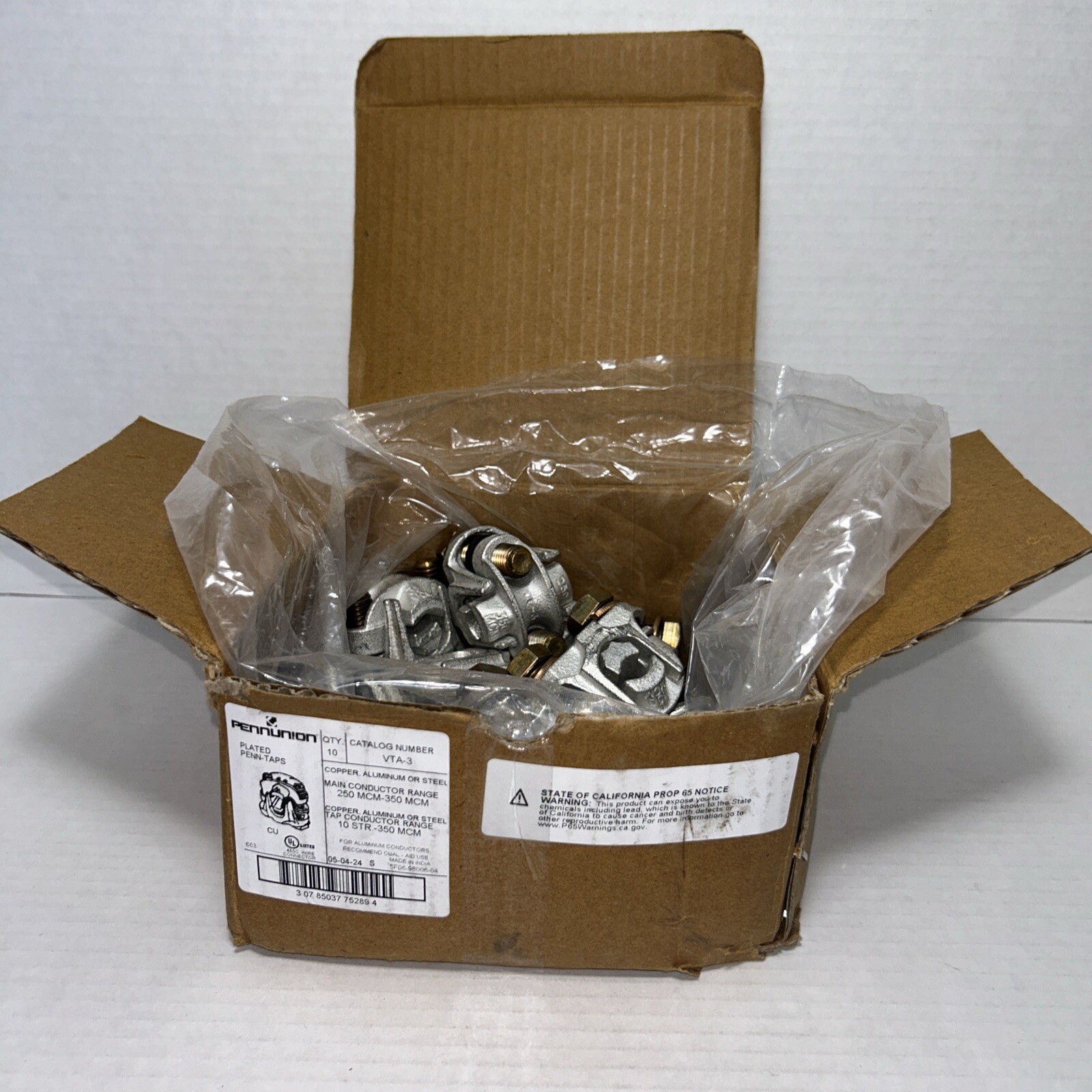10) Penn Union VTA-3 Heavy Duty Parallel Clamps 250-350 MCM ( Box of 10 )