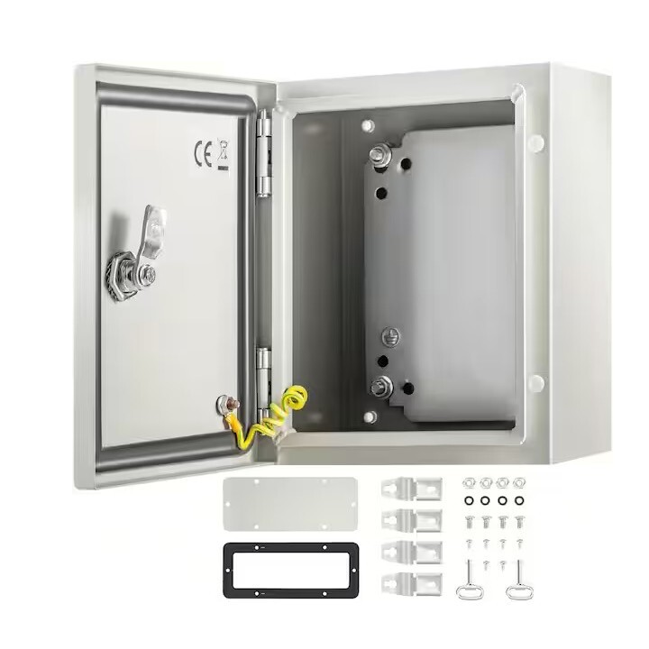 VEVOR DQXJSTCFS25X20X15V0 10″ x 8″ x 6″ Steel Hinged Cover Steel Junction Box