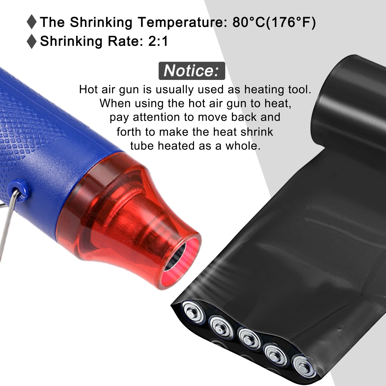 Battery Wrap Heat Shrink Tubing 191mm Dia 300mm Flat 8 Feet, Black