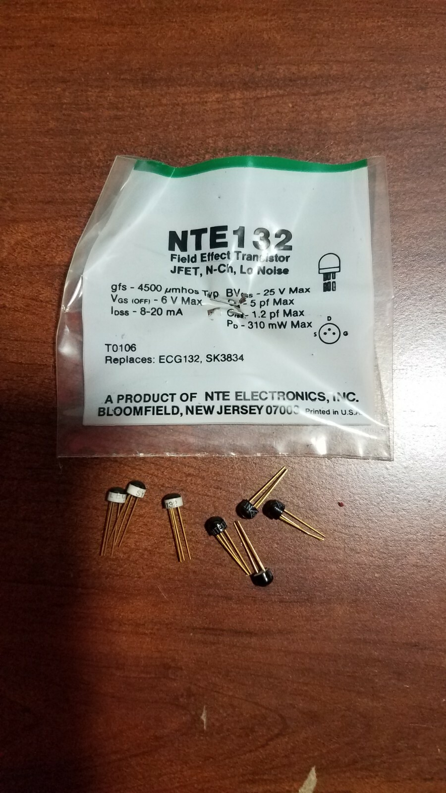 7 Silicon N−Channel JFET Transistor VHF Amplifier, Mixer 4 NTE132 – 3 ECG132 NEW