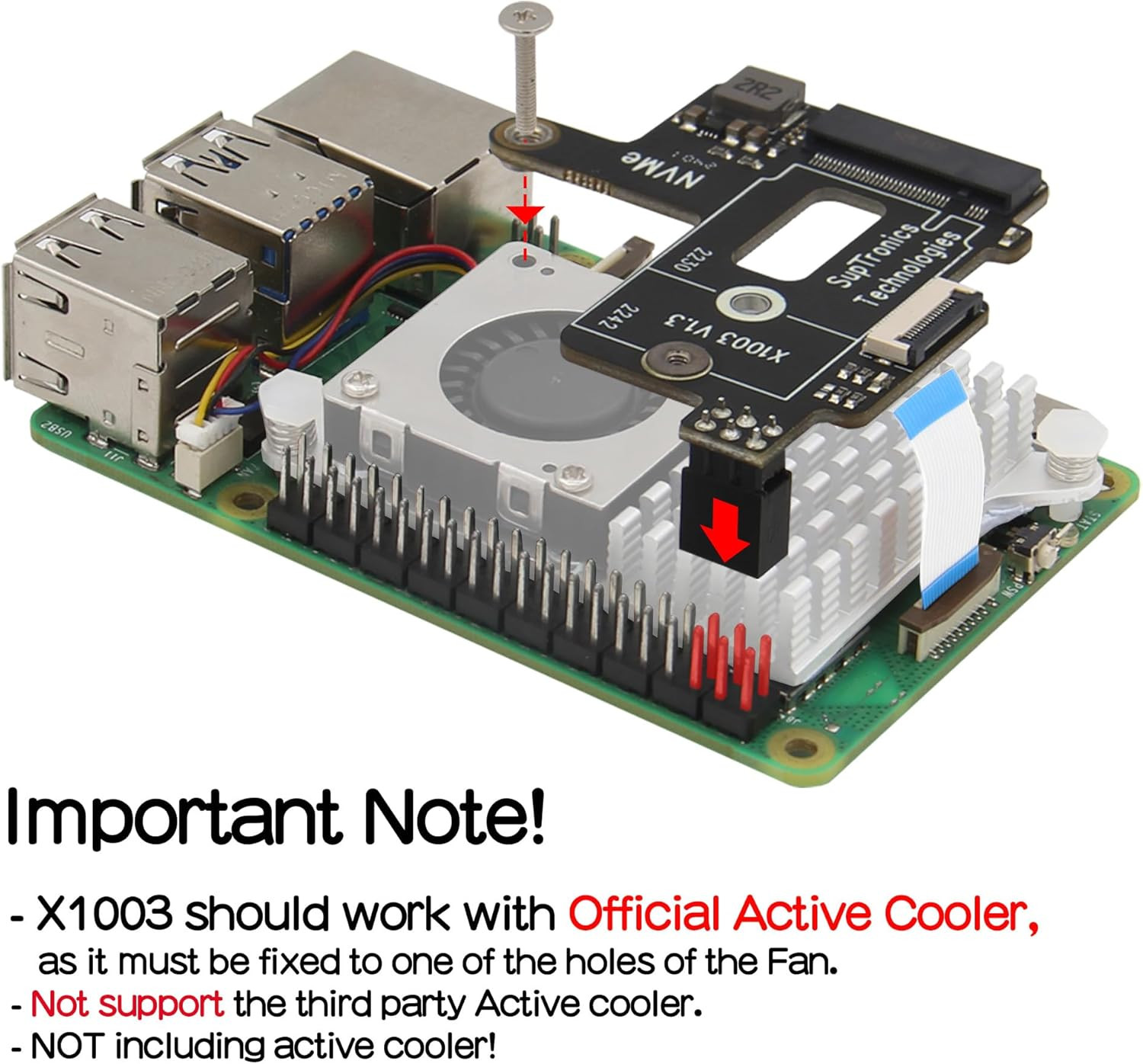 X1003 Tiny Pcie to M.2 HAT Nvme SSD PIP Pcie Peripheral Board for Raspberry Pi 5