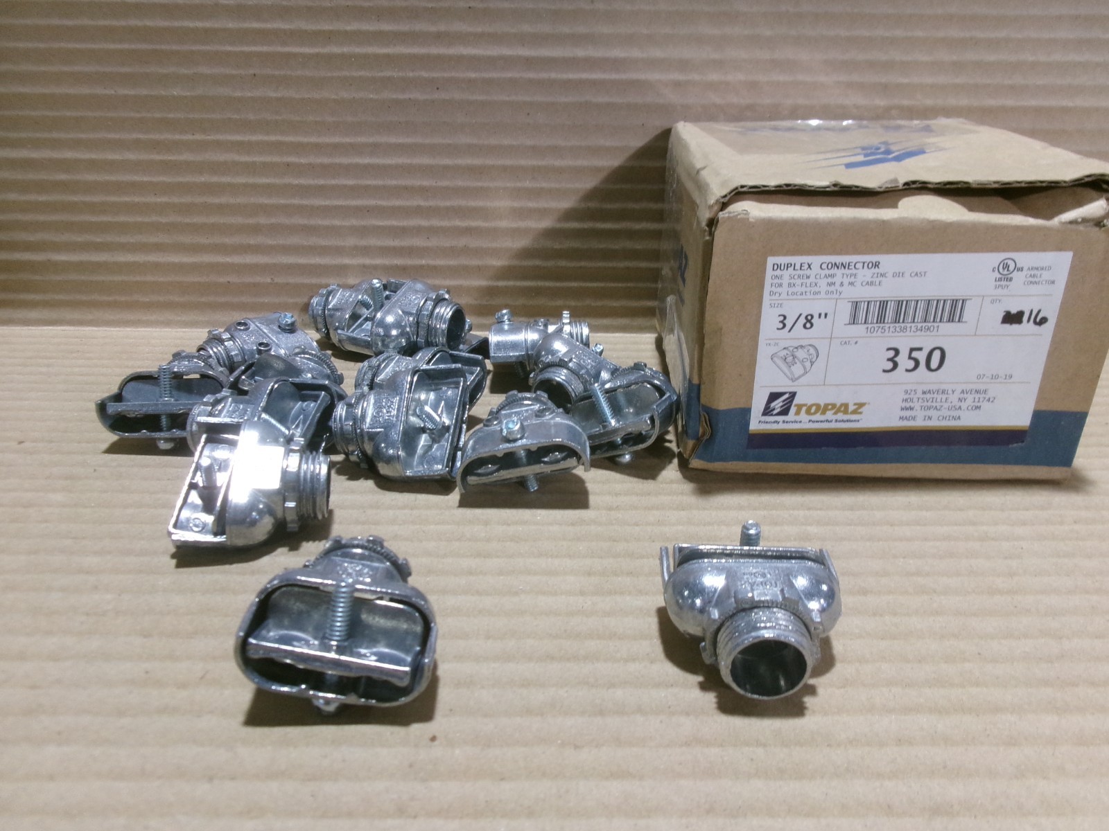 Topaz 350 Box of 16 3/8″ Duplex Connector AK