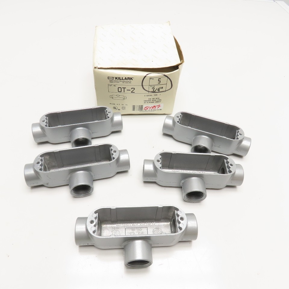 Killark OT-2 3/4″ Threaded Hub Conduit Body TEE Lot Of 5