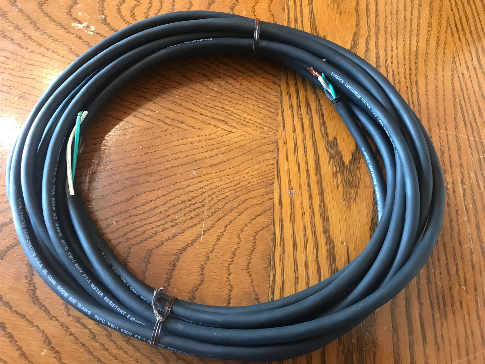 18 AWG SOOW 3/C Cord 600 Volt Water Resistant UL (C)UL VW-1 Heavy Cord 30Ft Cord