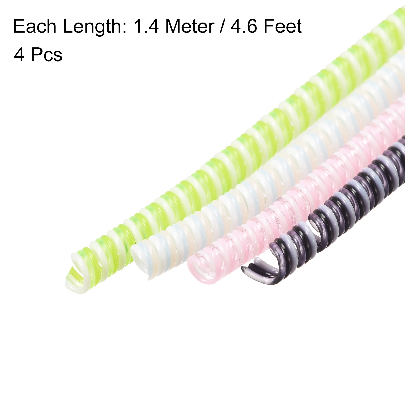 Spiral Cable Protector for USB Cord Sleeve 4.6 Feet Each Pink,White,Green,Black