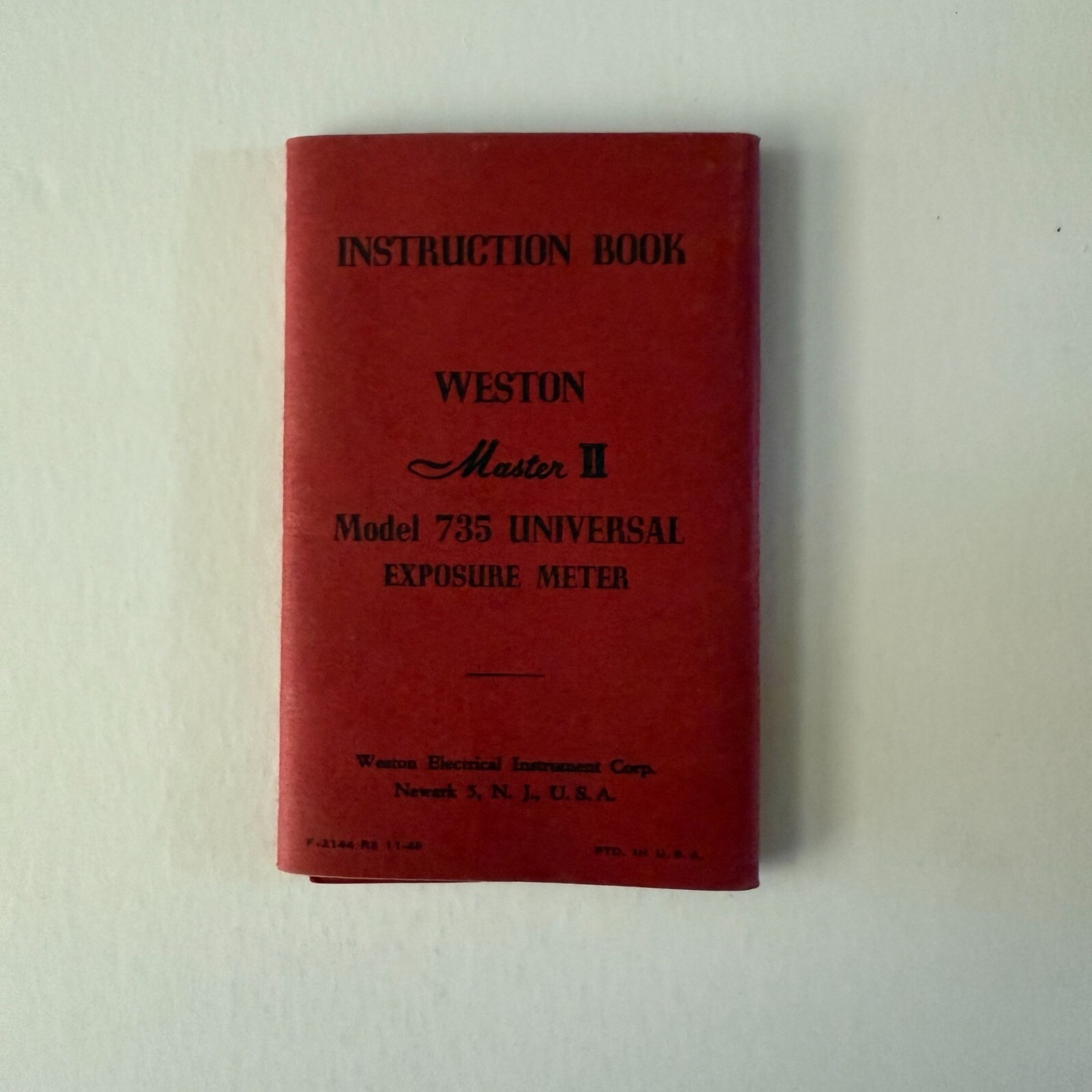 Weston Master II Model 735 Universal Exposure Meter Instruction Booklet Vintage