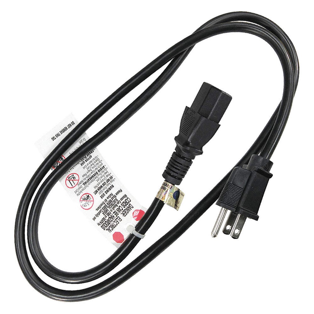 GRAINGER APPROVED 5XFN4ID Power Cord,5-15P,SJT,3 ft.,Blk,13A,16/3 5XFN4