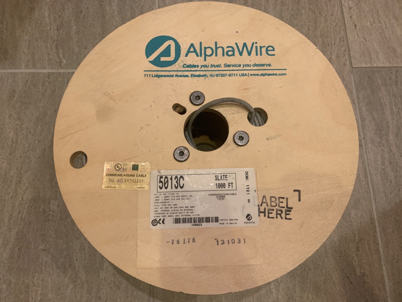 Alpha Wire Multi-Conductor Cables 24AWG 3C UNSHLD 1000ft SPOOL SLATE