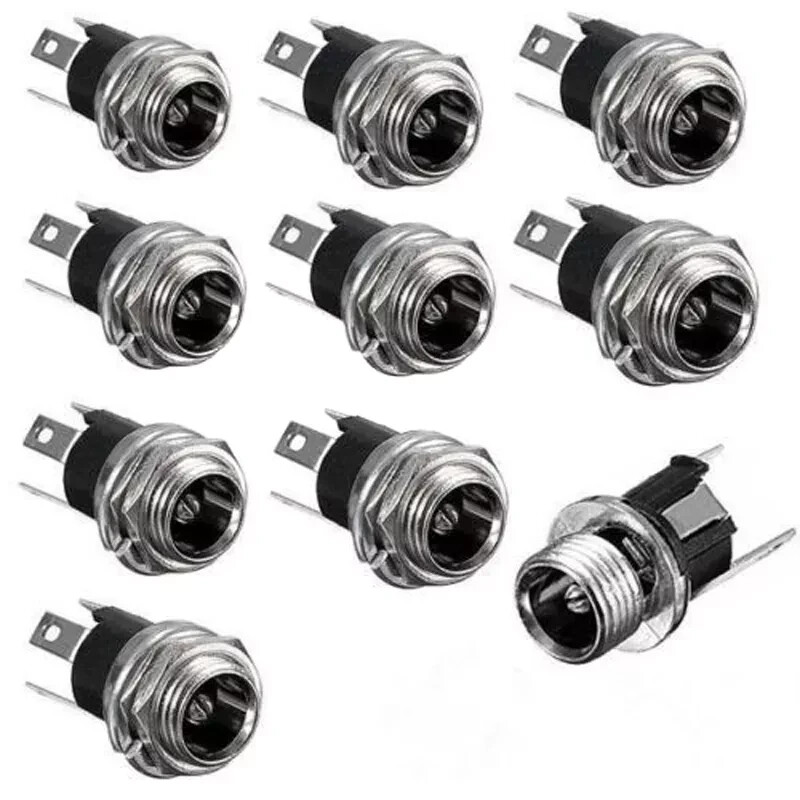 12PCS DC Power Supply Jack Socket Female Panel Mount Connector 3-Pin 5.5 x 2.1mm