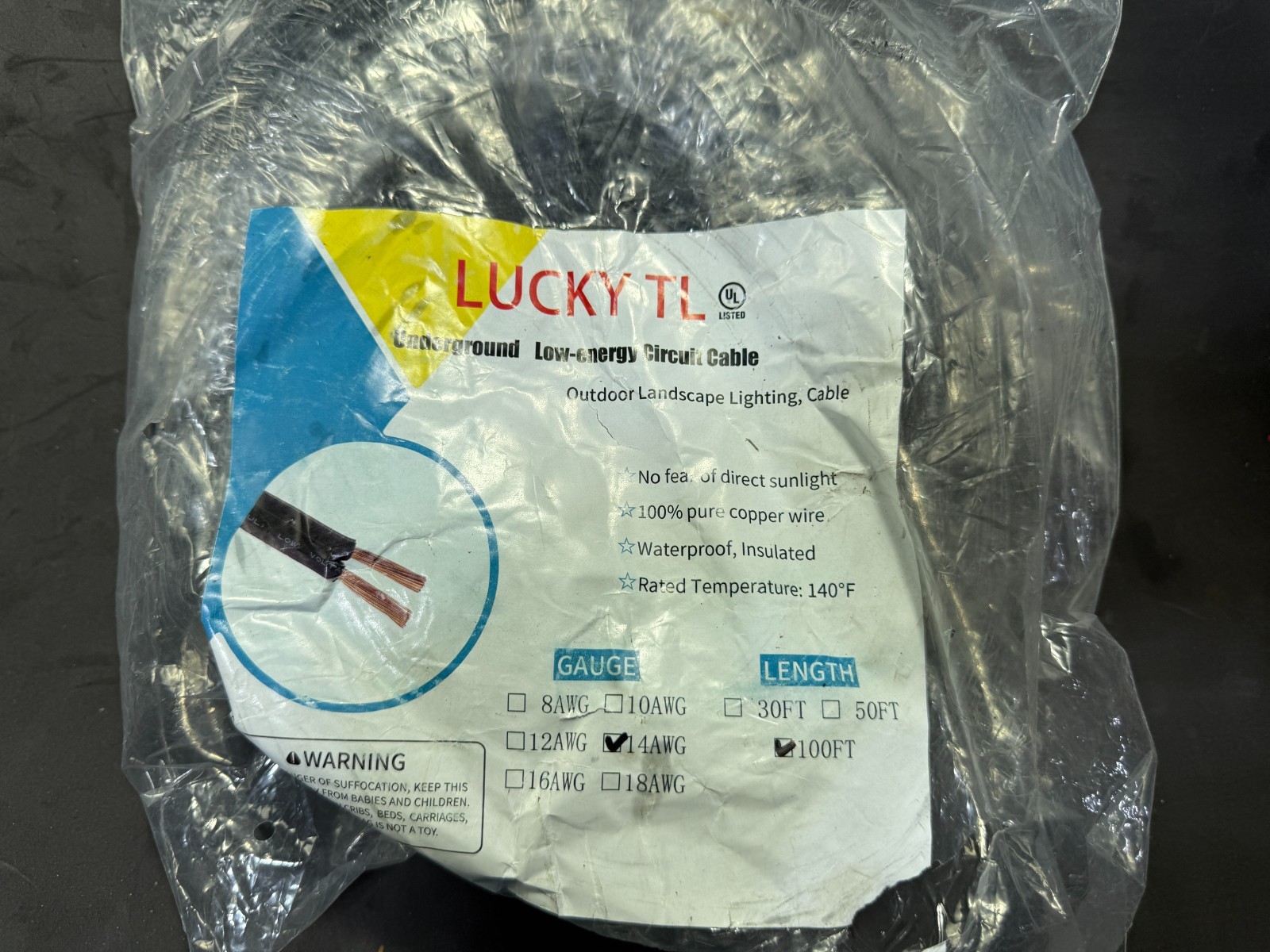 14 AWG 2-Conductor Underground Low Energy Circuit Cable 100ft