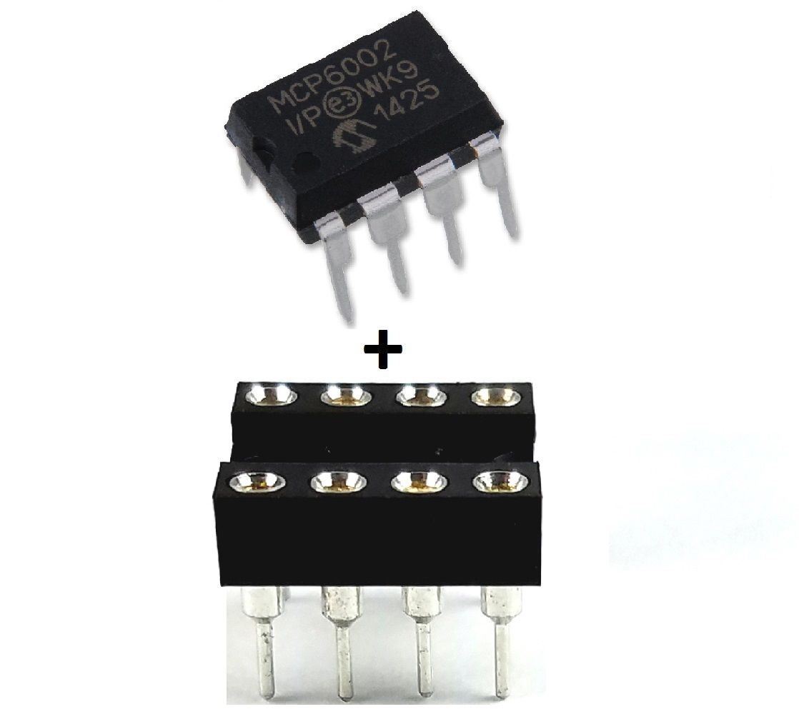 5PCS Microchip MCP6002-I/P MCP6002 + Sockets – Dual 1 MHz Op Amp DIP-8 New IC