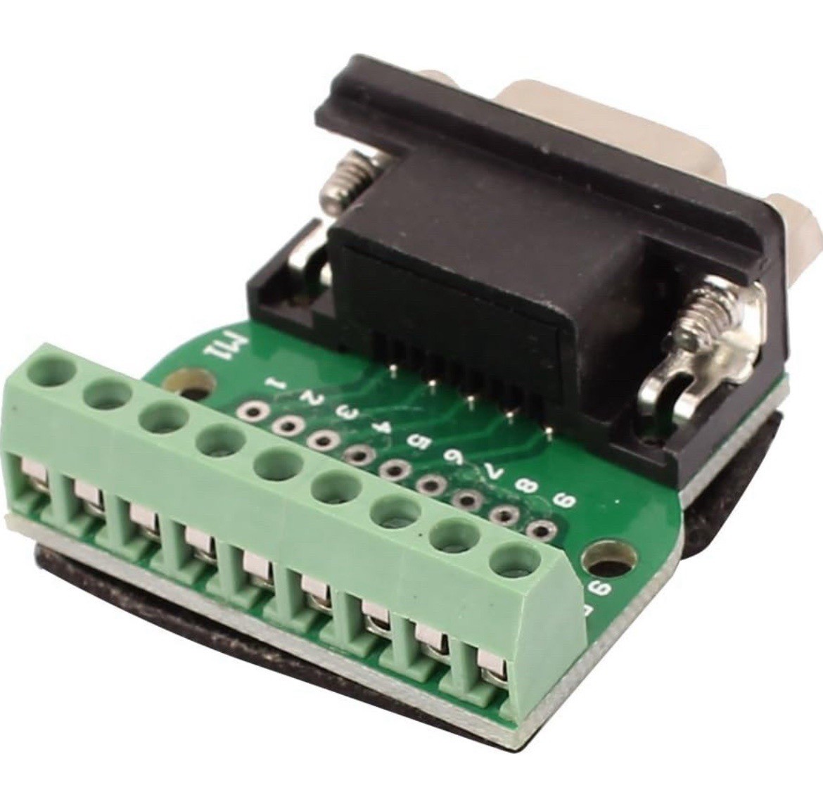 DB9 RS232 Serial D SUB Male Connector to 9 Position Terminal Breakout Board