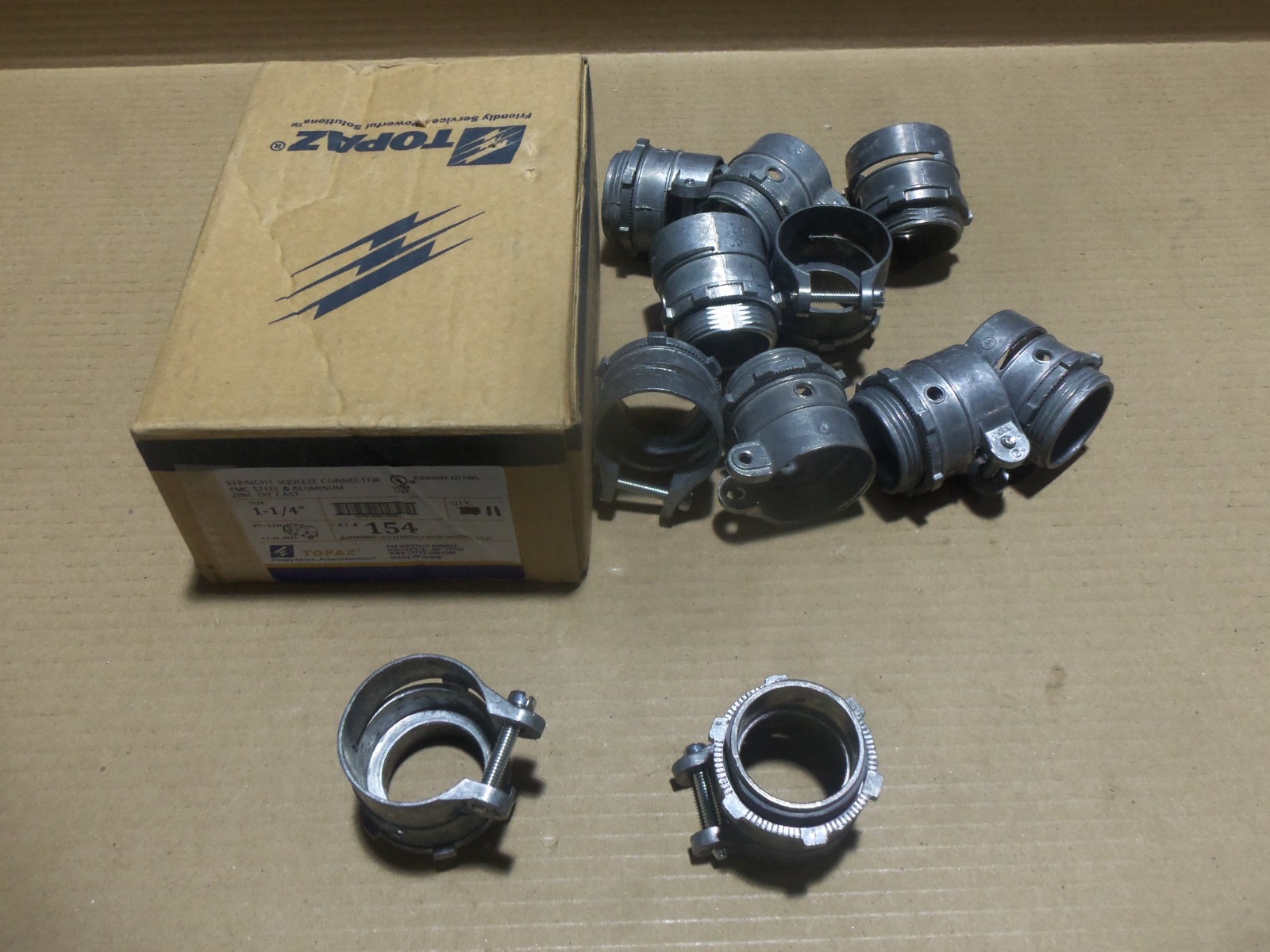 NEW Topaz 154 Box of 11 1 1/4″ Squeeze Connector FMC Steel & Aluminum AK