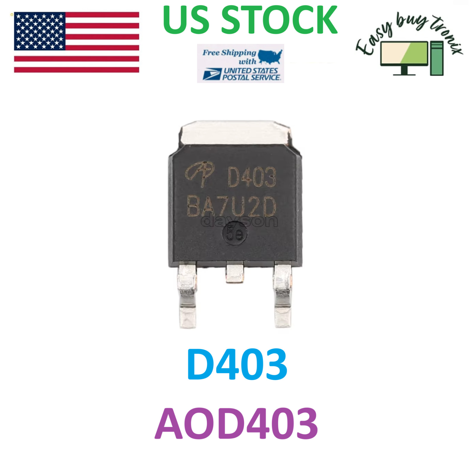 5pcs AOD403 D403 30V 70A 30V P-Channel MOSFET TO-252