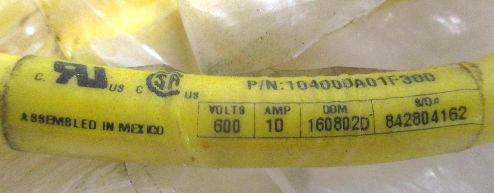 BRAD HARRISON-WOODHEAD CONNECTIVITY, 104000A01F300, 4-PIN 16/4 CORDSET, SURPLUS
