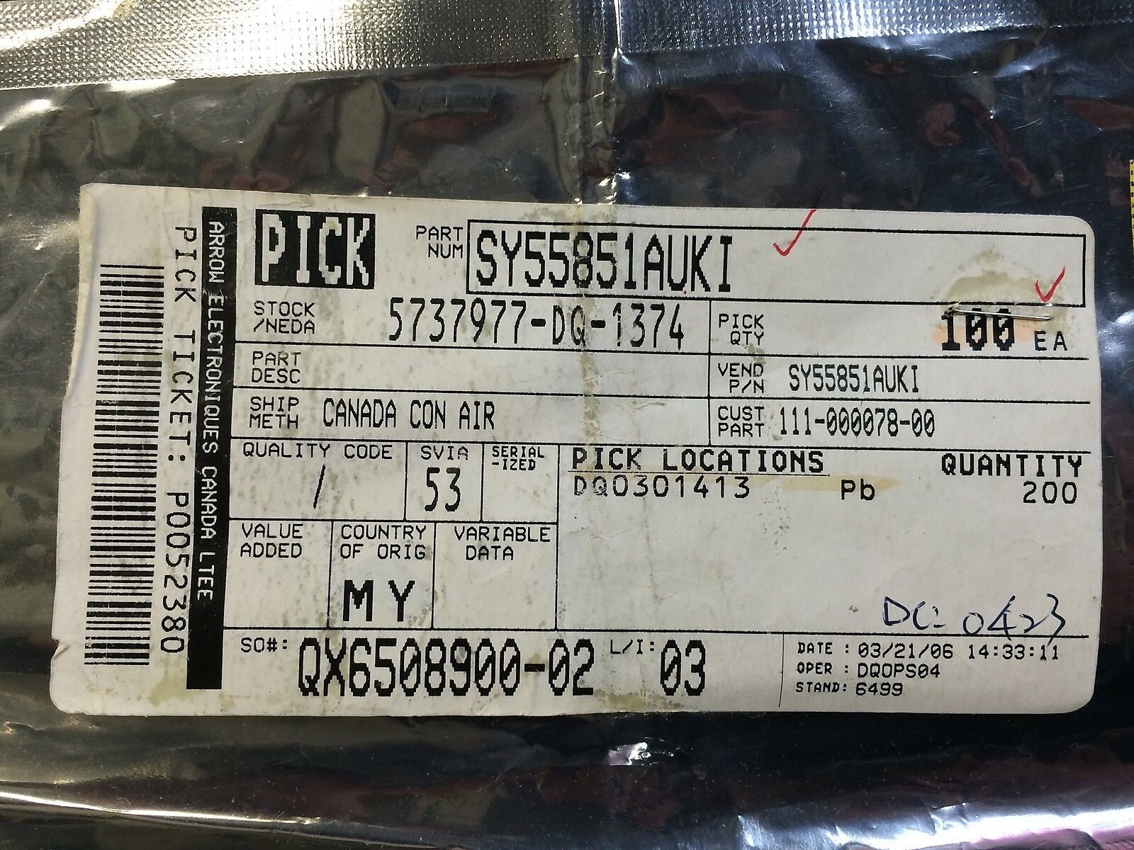 SY55851AUKI Micrel IC GATE 3.0GHZ 50OHM 10-MSOP 2 PCS