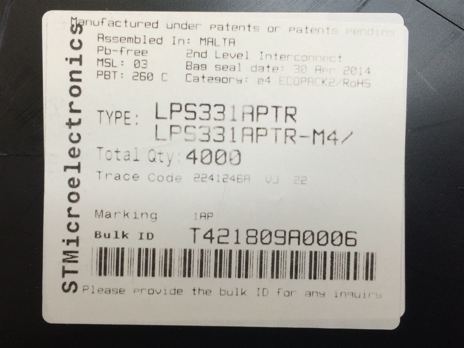 LPS331AP ST MICRO LPS331APTR IC PRESSURE SENSOR PIEZO 16HCLGA SMD ROHS 10 PIECES