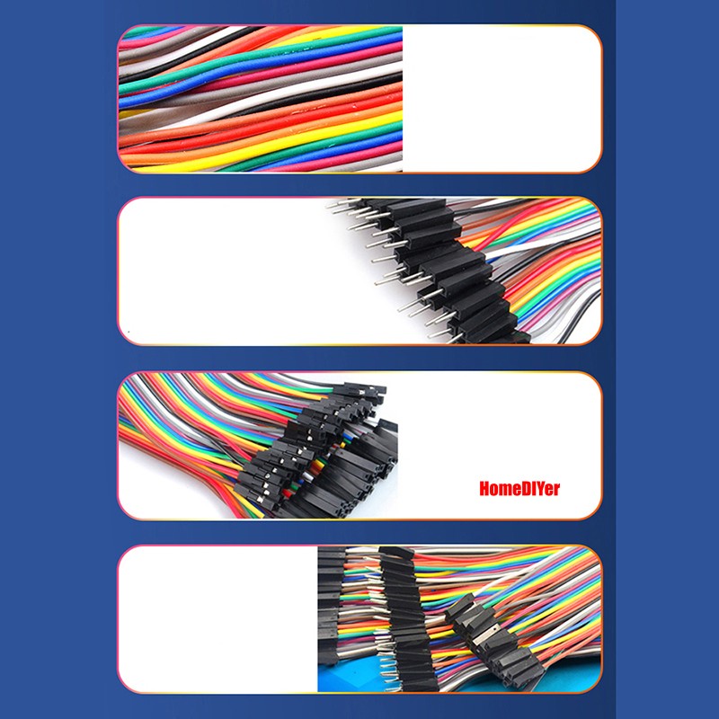 40PCS Dupont Jump Wires M-F M-M F-F Jumper Breadboard Cable Lead Hobby 10-40 Pin