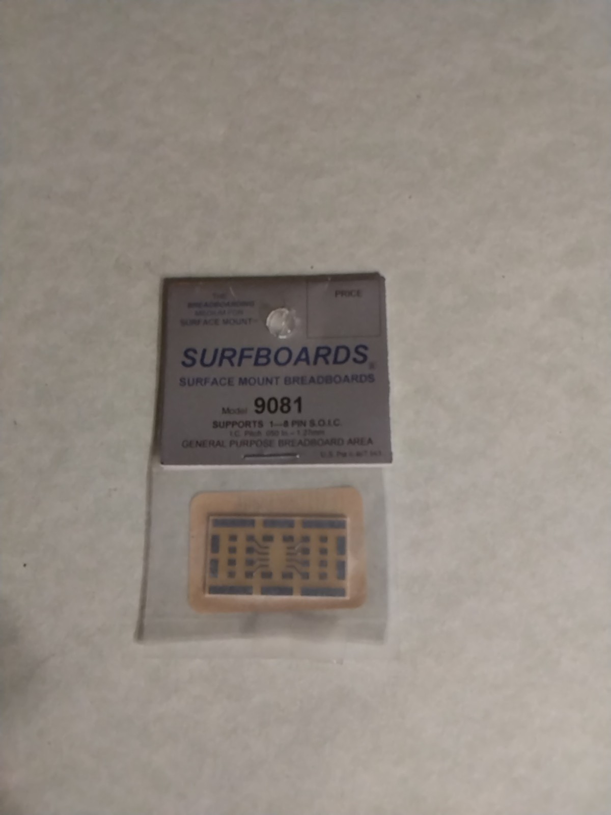 GENERAL PURPOSE BREADBOARD SURFACE MOUNT 1-8 PIN S.O.I.C. IC PITCH .050″-1.27MM