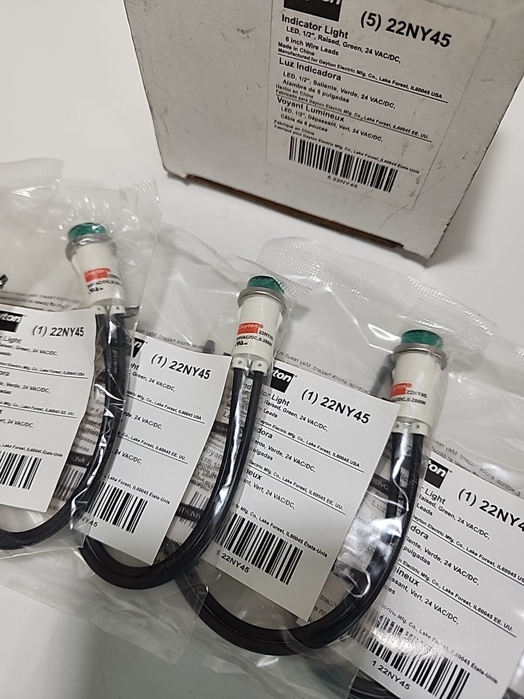 BRAND NEW!! (LOT OF 5) GRAINGER 22NY45 / 22NY45 INDICATOR LIGHT