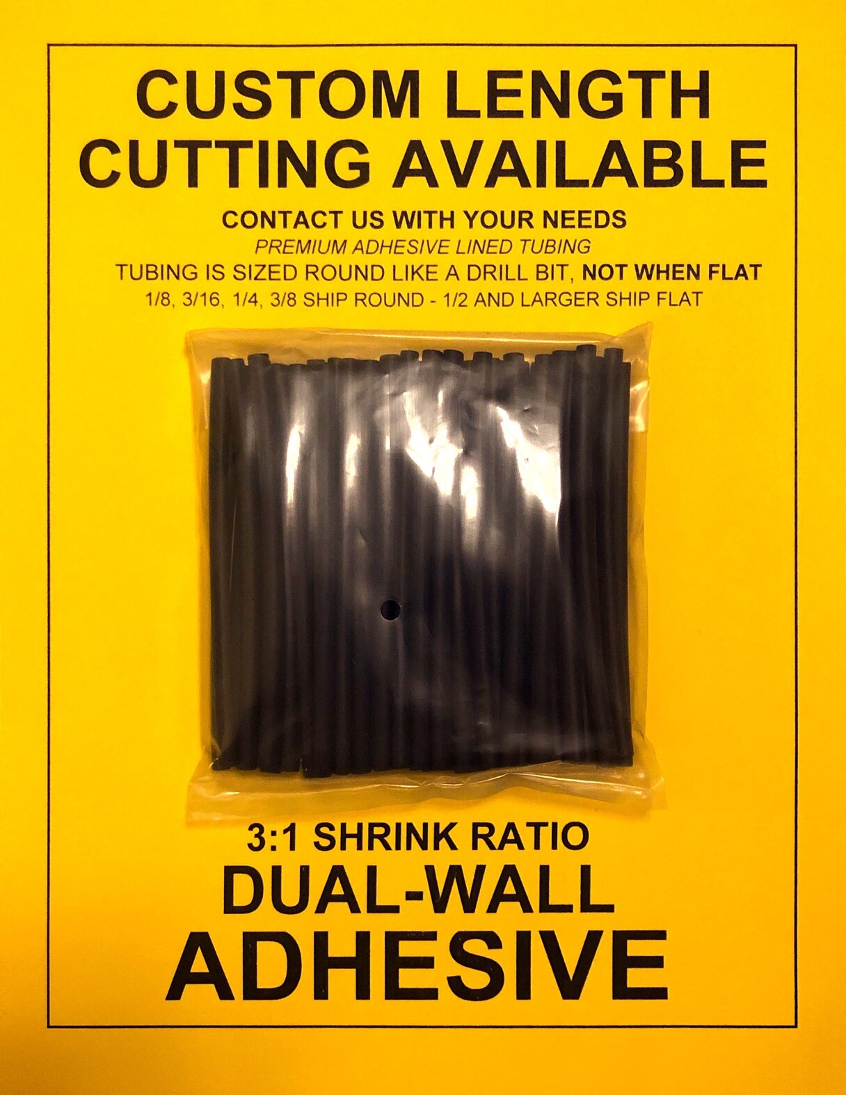 1/8″ / 3mm I.D Black (6″ 100pcs) Dual-Wall Adhesive Lined 3:1 Heat Shrink Tubing