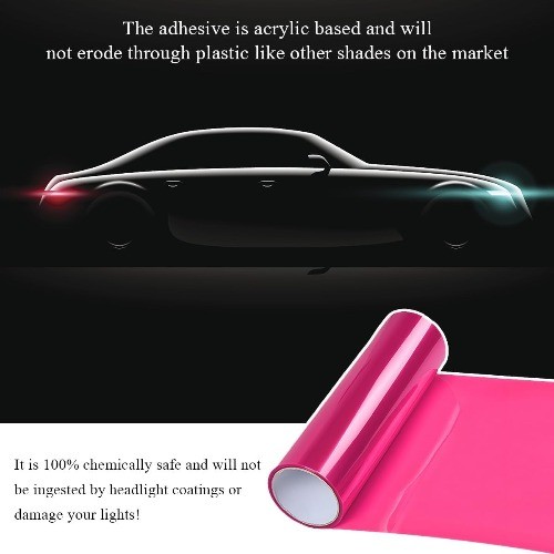 Pink Car Light Tint Film Roll, 11.8″ x 47.2″ Self-Adhesive Vinyl W Color: Pink
