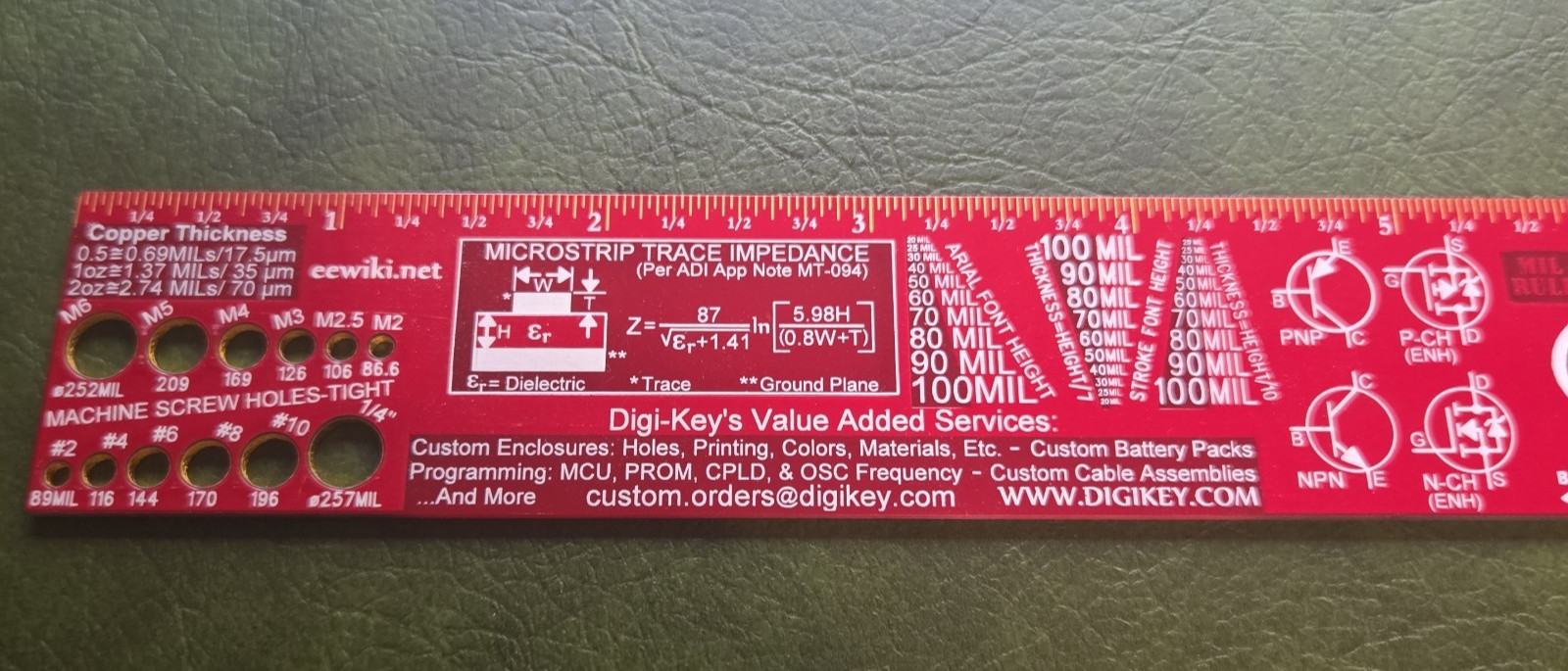 Digi-Key Red PCB Ruler ND 12 Inch Ruler