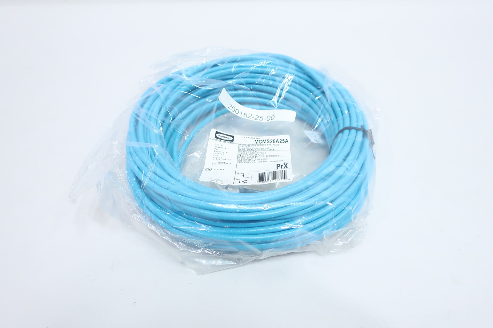 Hubbell MCMS25A25A Micro-quick Female Straight Plug Cordset 5p 4w 25m 300v-ac
