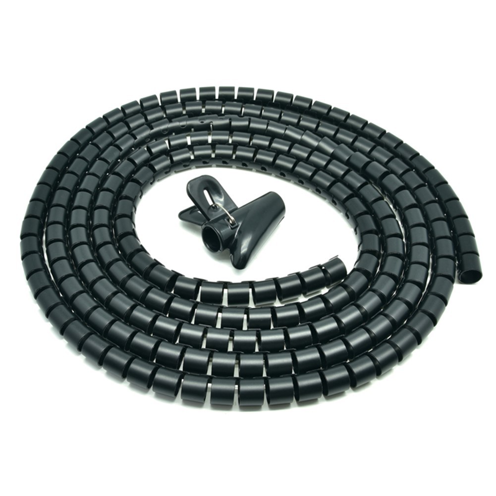 4.92FT x 1.2″ Spiral Cable Wire Zip Wrap Tube Tubing Computer Manage Cord Black