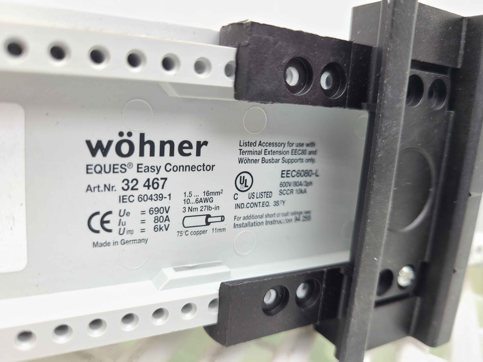 Wohner 32467 EQUES 60-Classic Busbar Adapter 80A w/ Cables