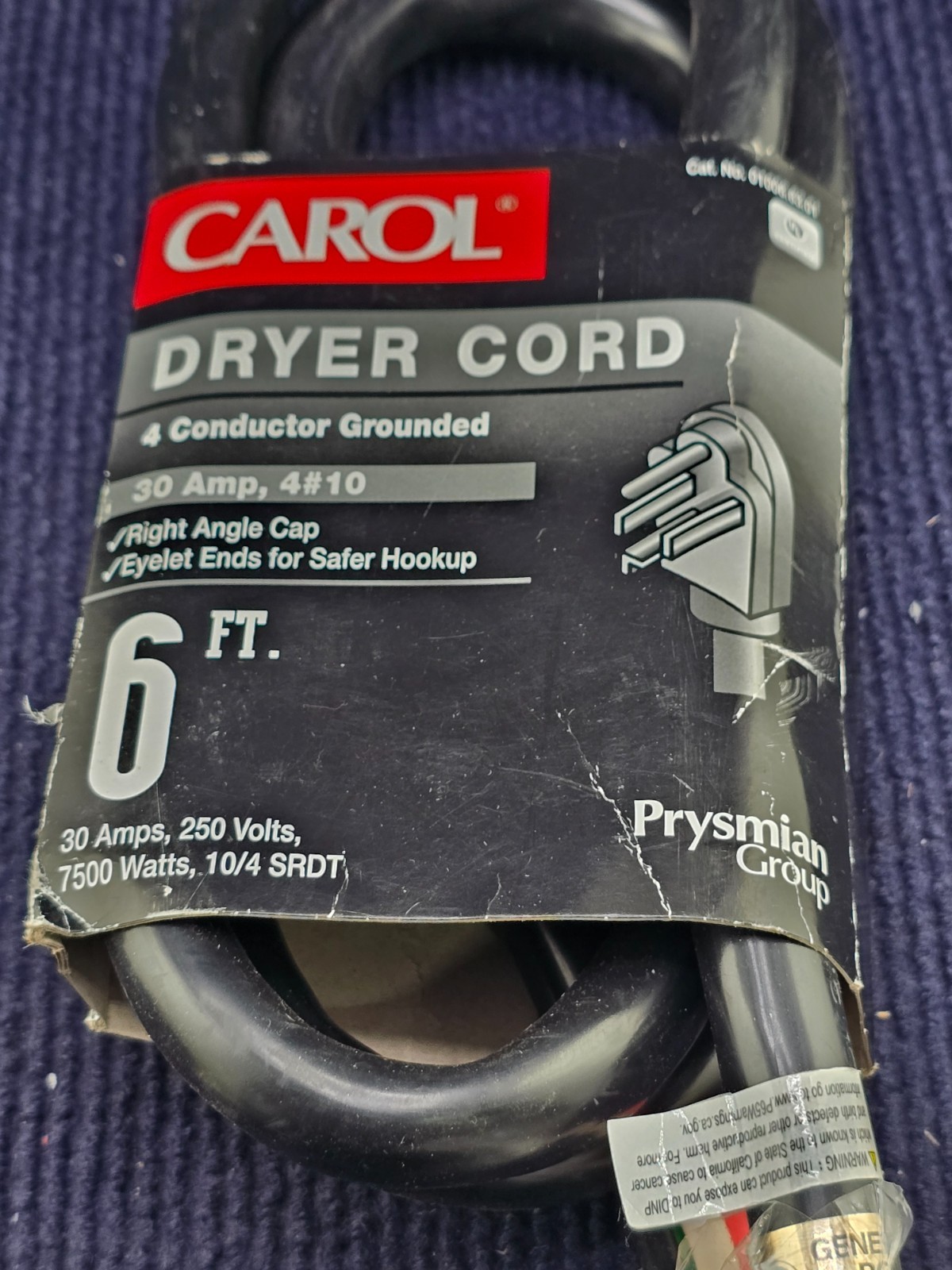 CAROL 01006.63.01: DRYER CORD 6 FEET 4 CONDUCTOR GROUNDED