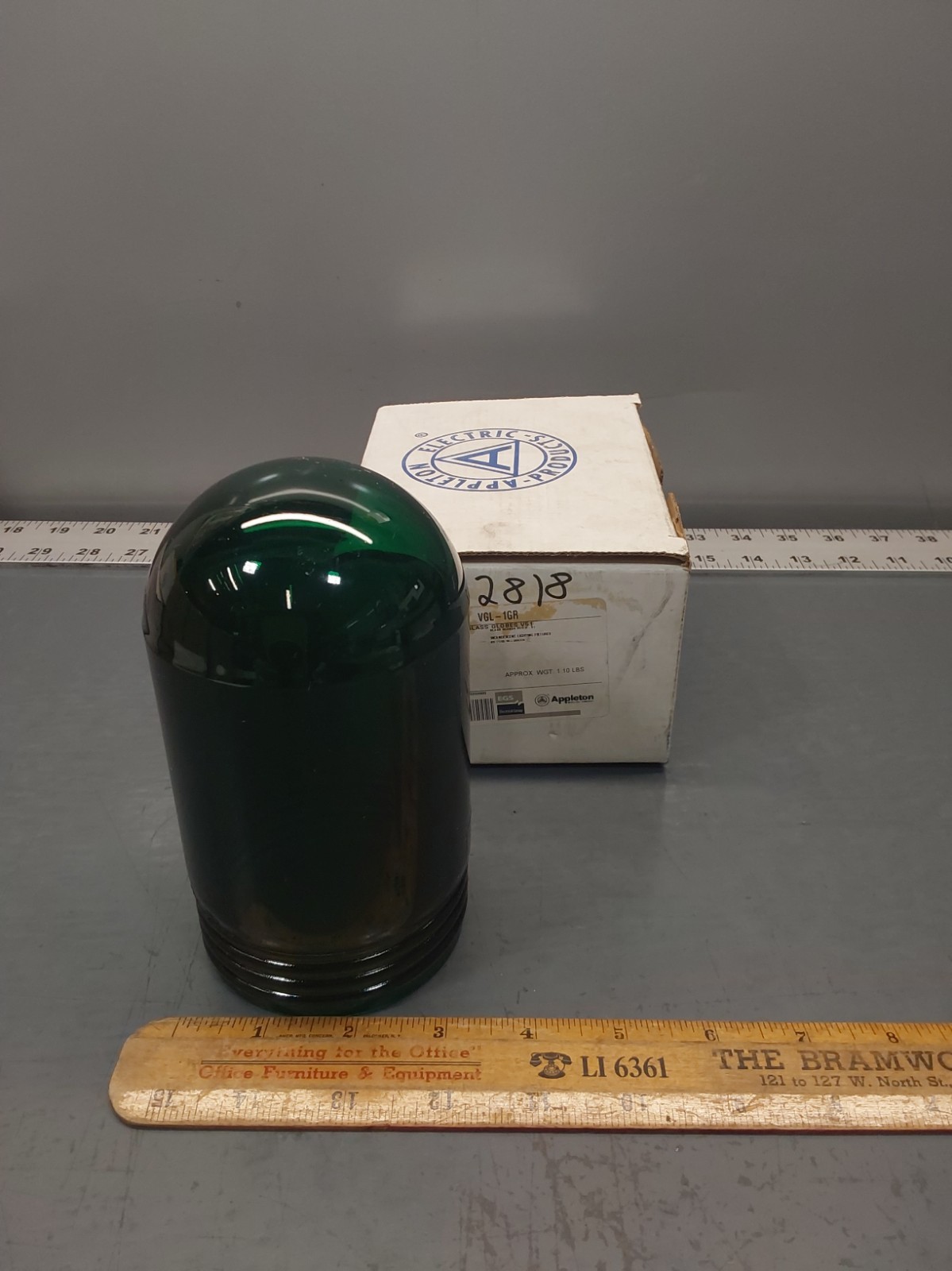 NOS Appleton VGL-1GR Green Glass Globe Incandescent Fixtures 60-150W