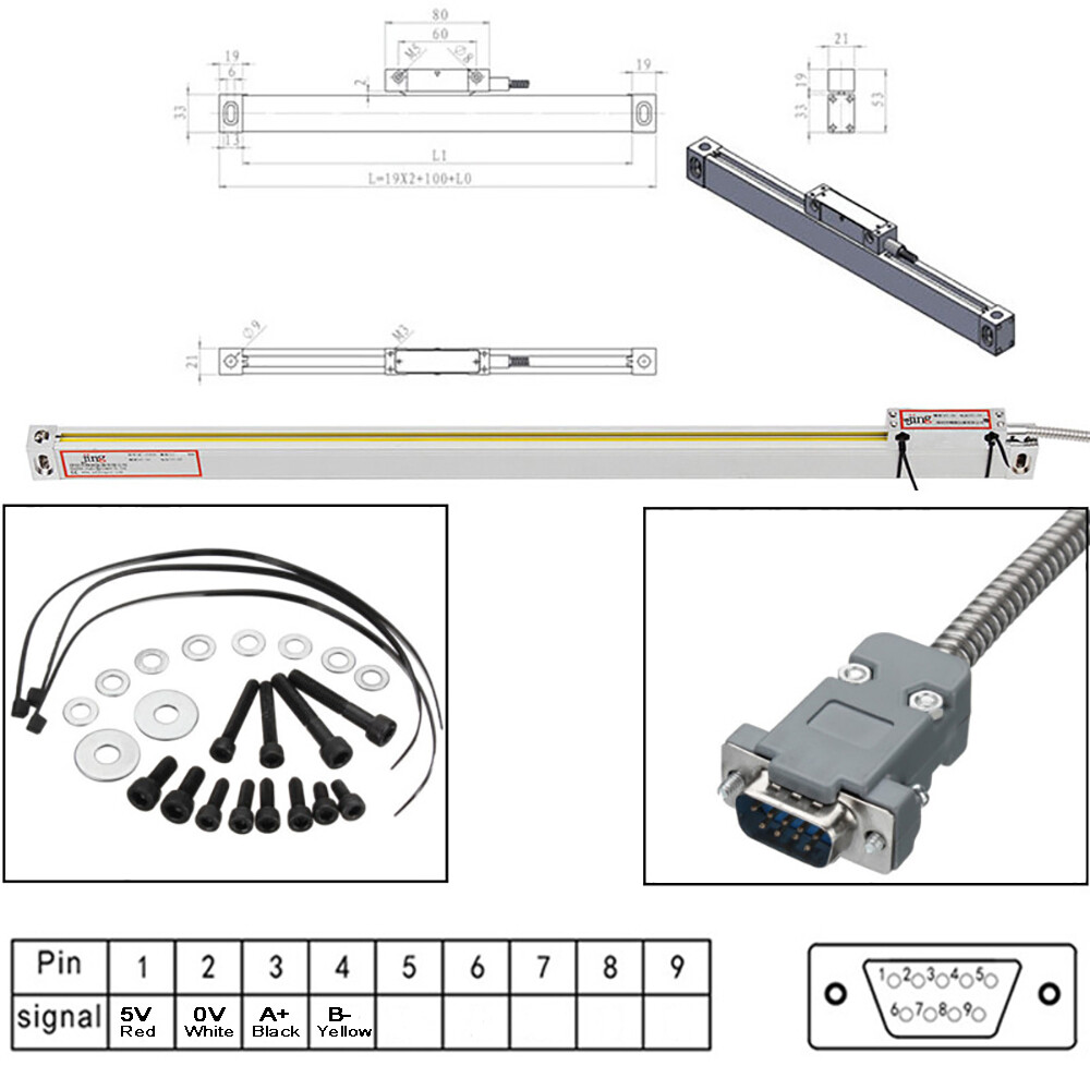Precision 1μm Linear Scale DRO 2/3 Axis Digital Readout Glass Encoder Lathe Mill