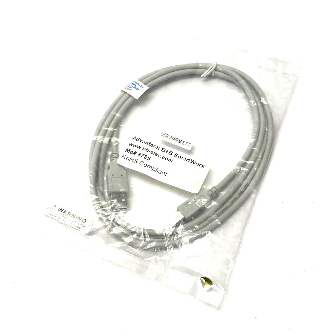Advantech B+B SmartWorx TID 60000467 USB AM/BM Printer Cable 6′ Length GRAY