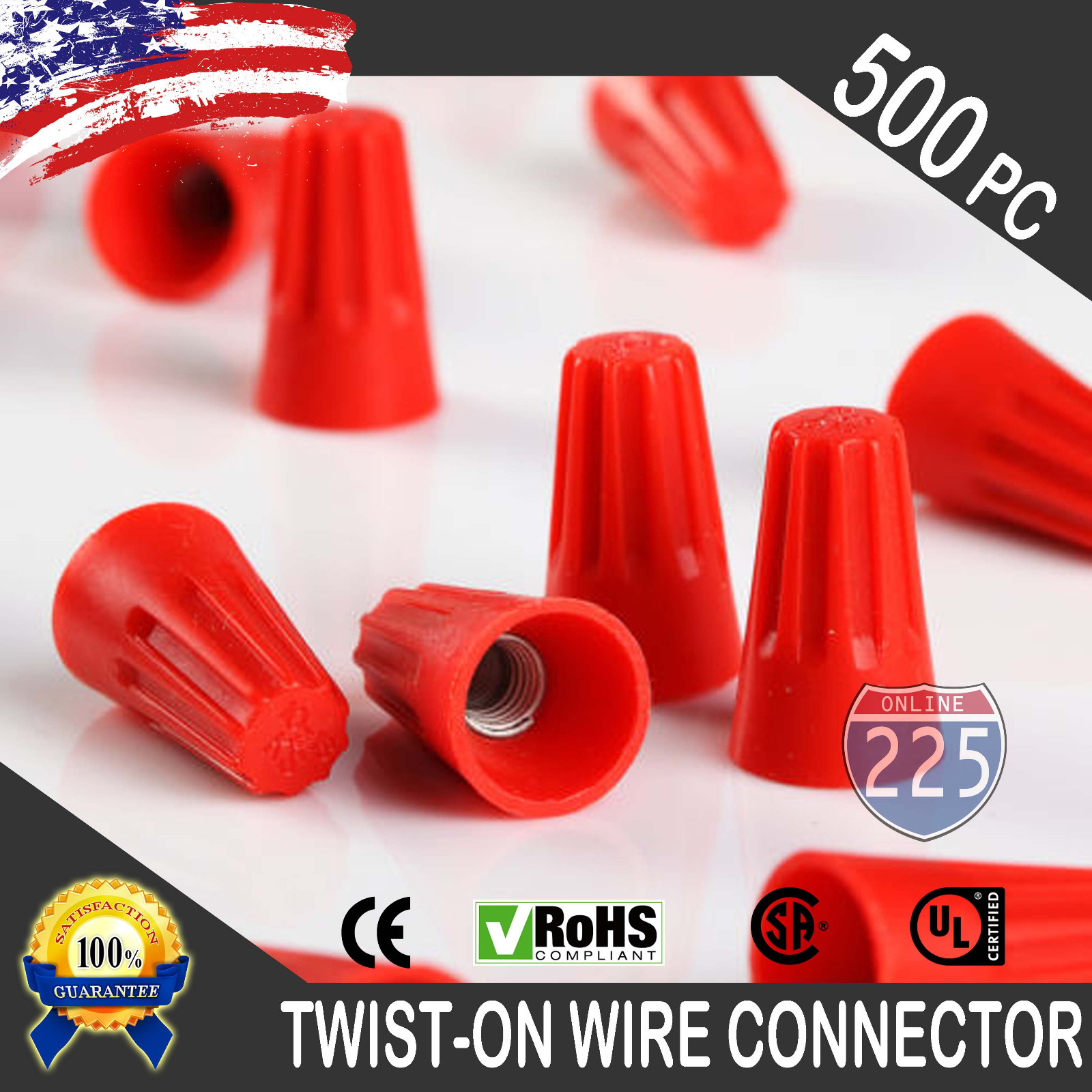 500pc RED Twist-On Wire Connector Connector nuts 18-10 Gauge Barrel Screw