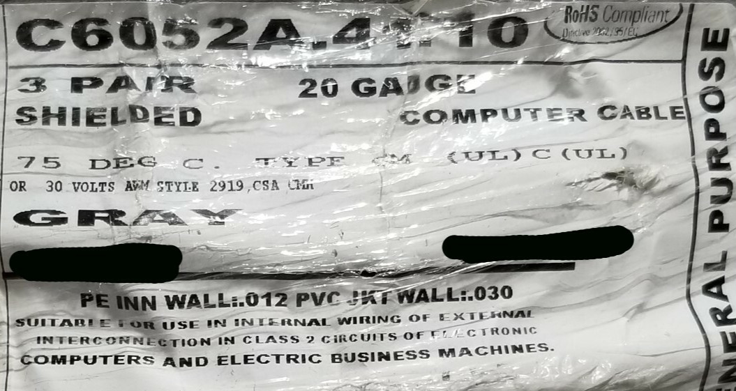 Carol C6052A 20/3P Individually Shielded Twisted Pairs Data Cable Gray /25ft