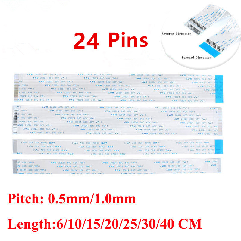 10PCS FPC FFC Ribbon Flexible Flat Cable 24 Pins 24P Pitch 0.5MM 1.0MM A-Type