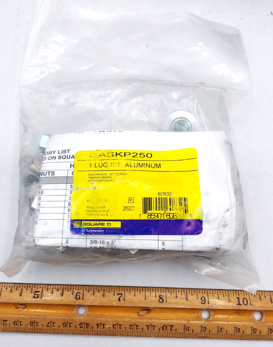 Square D DASKP250 Lug Kit Aluminum 250A 350kcmil to 6 AWG Transformer Accs New