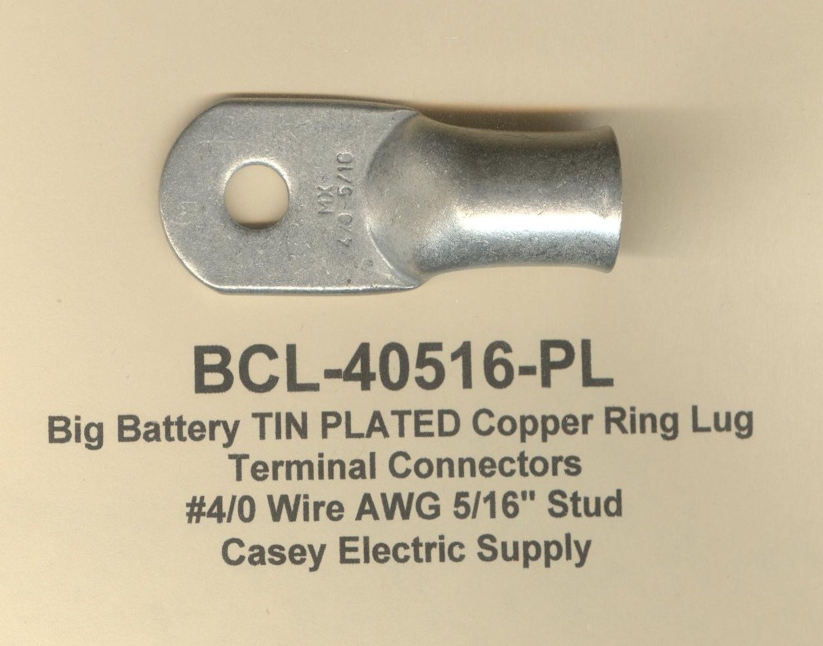 5 TIN PLATED Big Copper Lug RING Terminal Connectors #4/0 Wire Gauge 5/16″ Stud