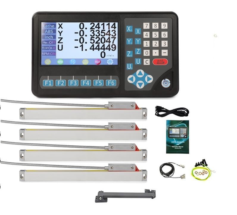 4 Axis RPM Digital Readout DRO Quill Axis with Linear Scale 4pcs 5um for Mill