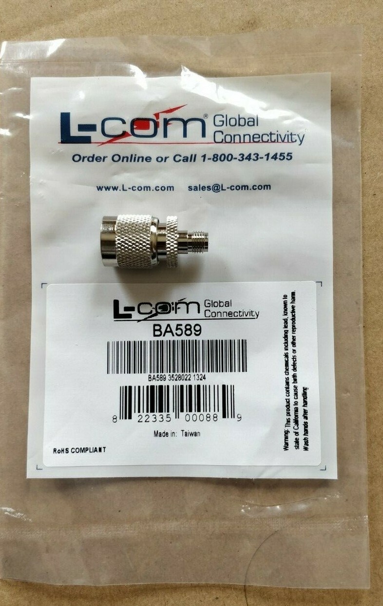(3pcs) L-COM BA589 Coaxial Adapter TNC Male to SMA Female