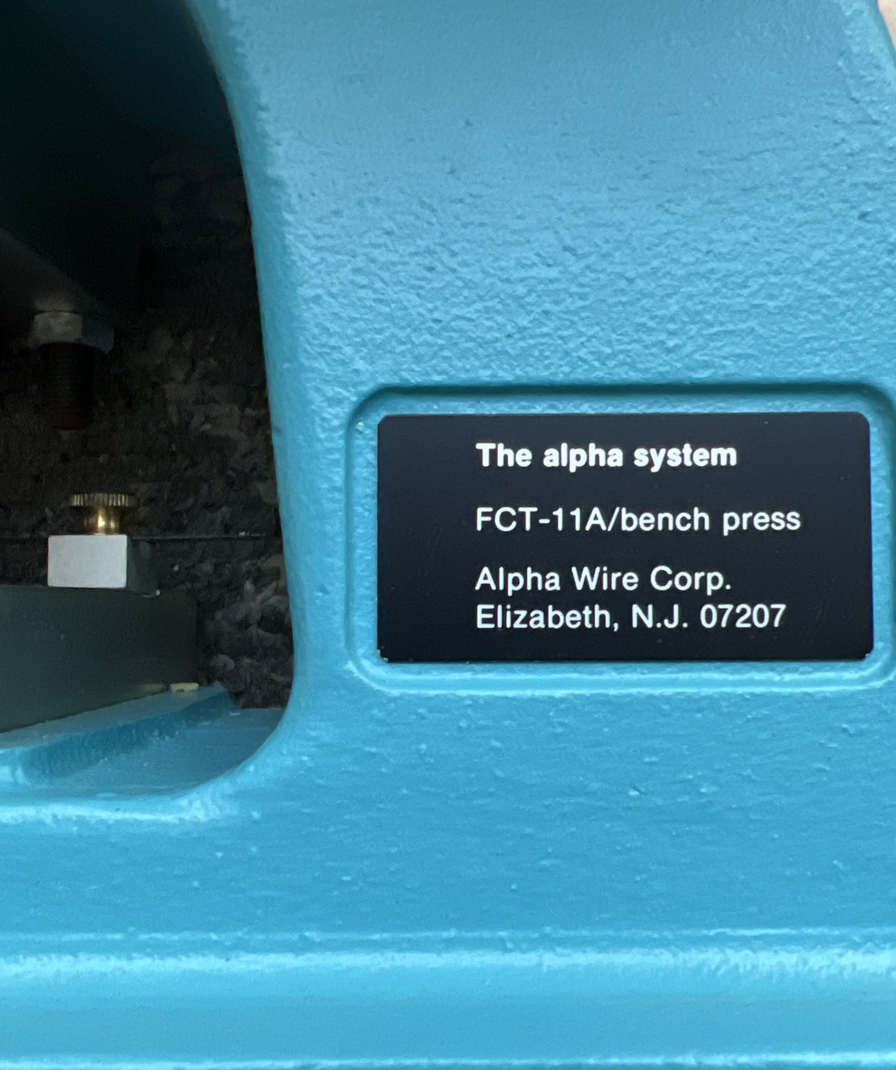 Alpha Wire Corporation FCT-11A Benchtop Bench Press System New inBox With Manual