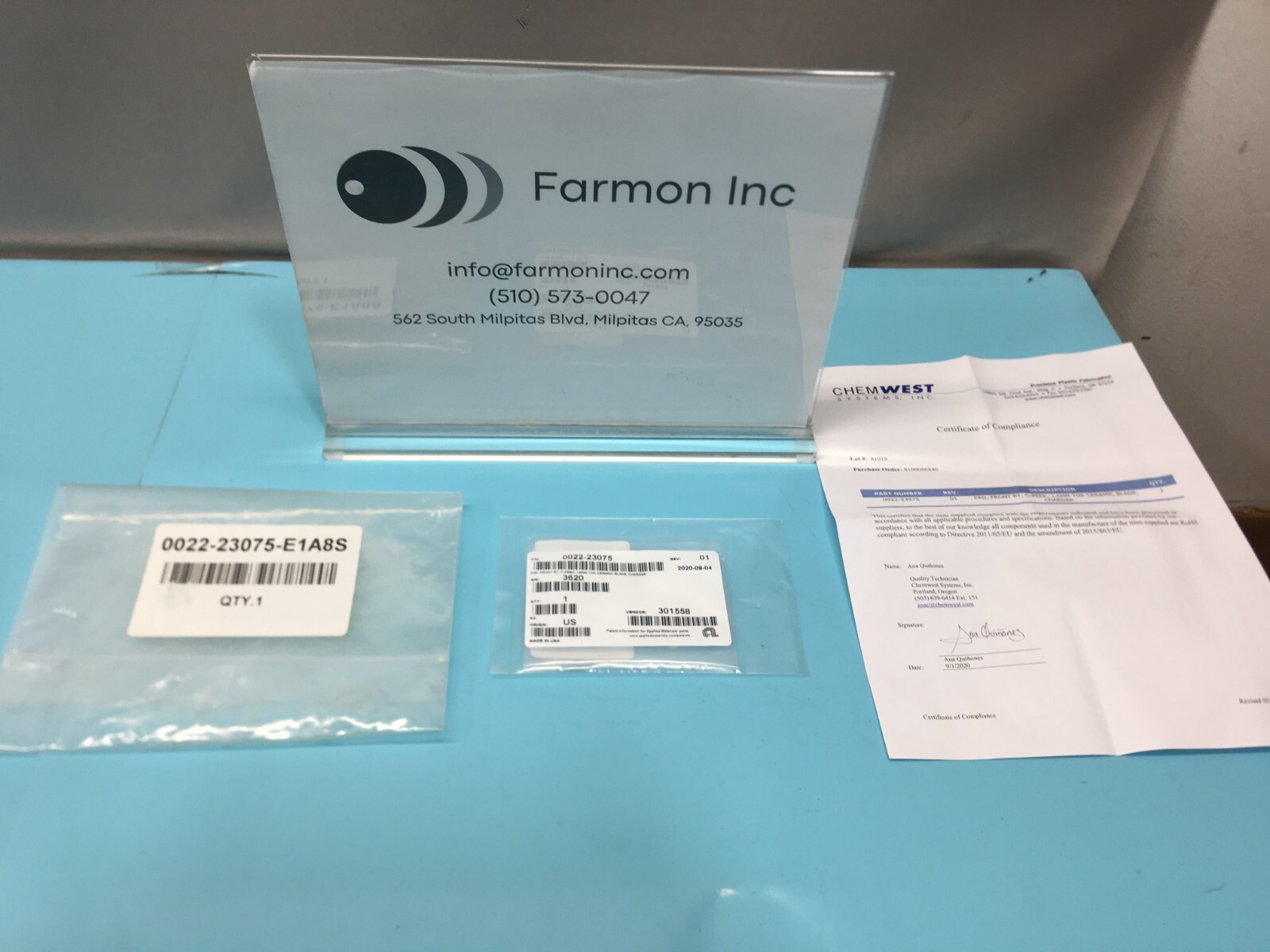 AMAT 0022-23075 Pad Front RT C-Peek 1.6mm THK Ceramic, 166637