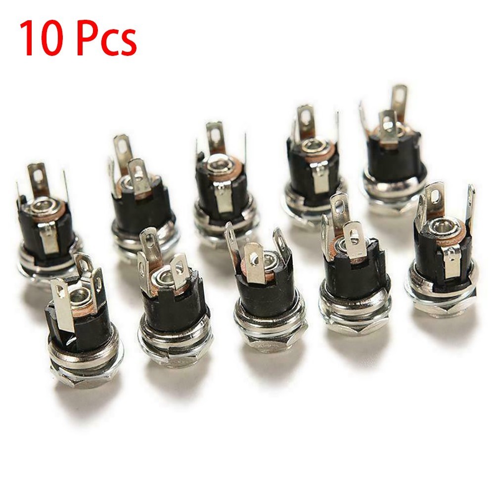 NEW 5.5*2.1 MM FEMALE METAL PANEL MOUNT SOCKET DC POWER CONNECTOR JACK PLUG*10
