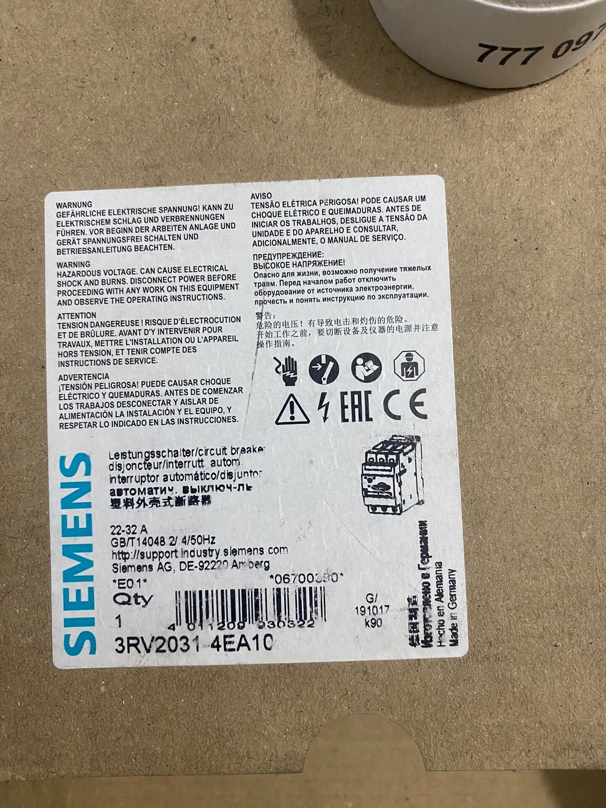 1PC New Siemens 3RV2031-4EA10 Circuit Breaker Industrial Automation